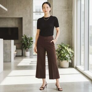 Star City Brown Wide Leg Cropped Trousers Pants Size 12 Vintage 90s Y2K Academia